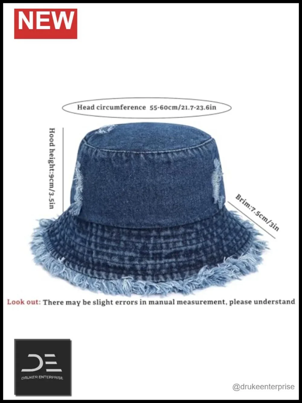 Denim Bucket Hat for Women Ripped Sun Hat Outdoor Cap
